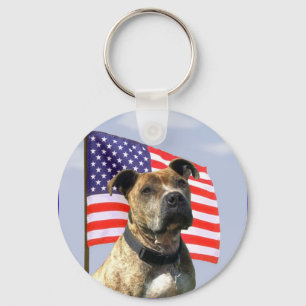 Patriotic pitbull keychain