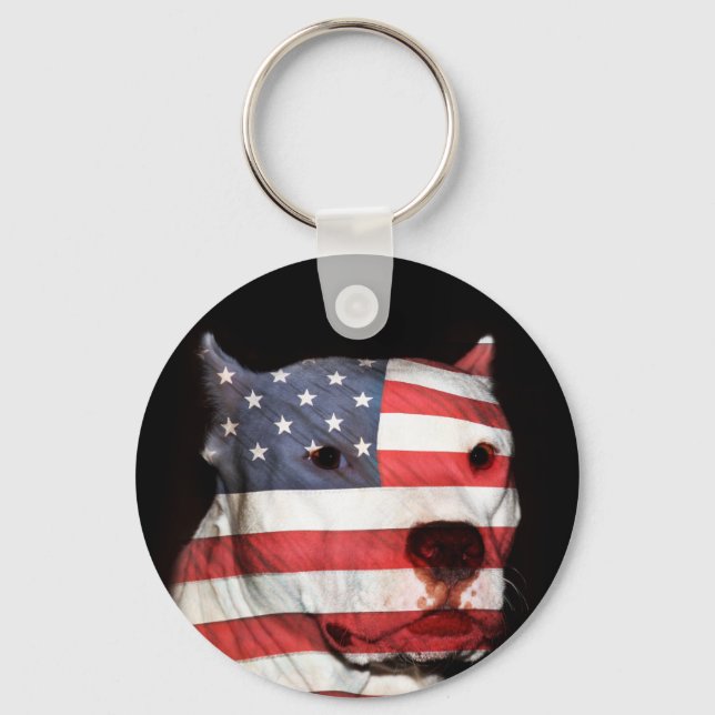 Patriotic pitbull keychain (Front)