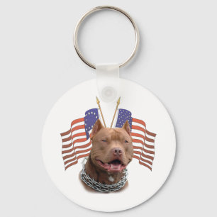 Patriotic Pitbull Keychain