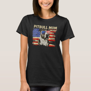 Patriotic Pitbull Mom  4th Of July American Flag U T-Shirt