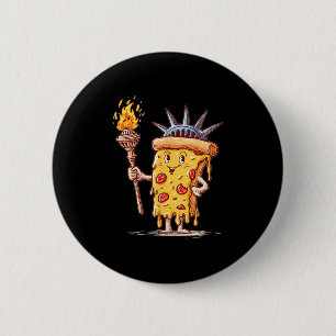 Patriotic Pizza Costume For Usa Statue Lovers 2 Inch Round Button