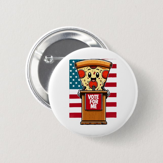 patriotic pizza vote for me 2 inch round button (Front & Back)