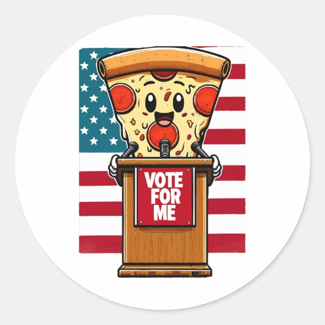 patriotic pizza vote for me classic round sticker (Front)