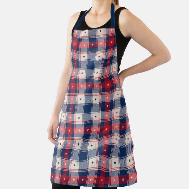 Patriotic Plaid Americana Style Apron (Insitu)
