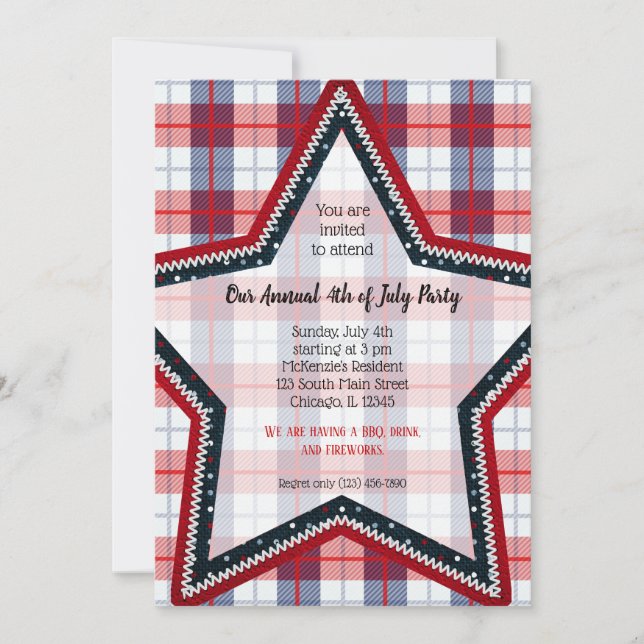 Patriotic plaid invitation (Front)