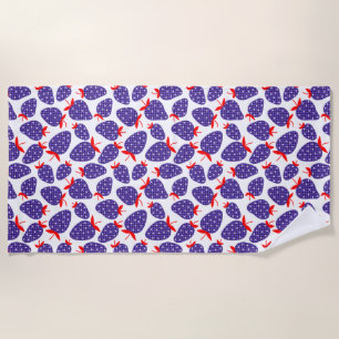 Patriotic Plaid Strawberry Beach Towel