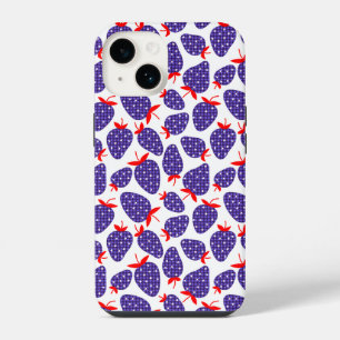 Patriotic Plaid Strawberry iPhone 14 Case