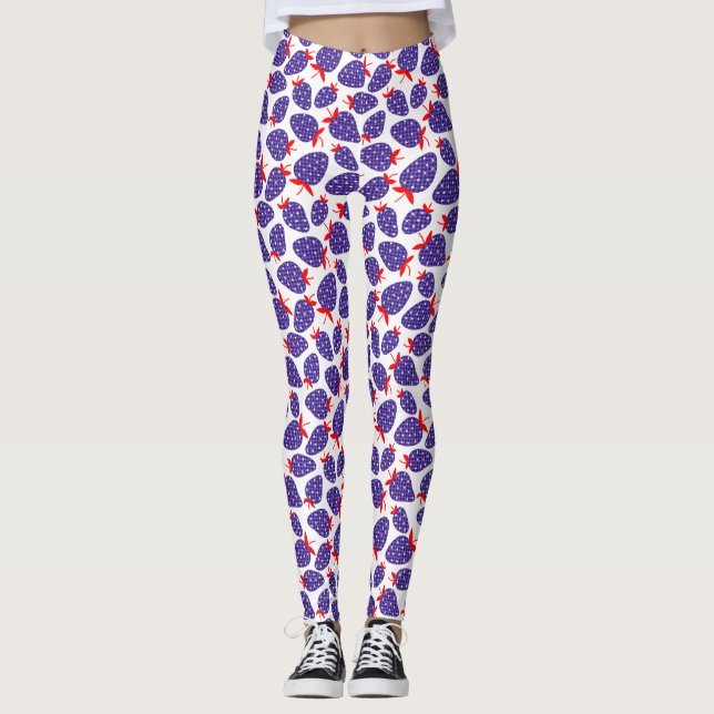 Patriotic Plaid Strawberry Leggings (Front)