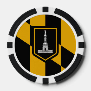 Patriotic poker chips with Flag of Baltimore