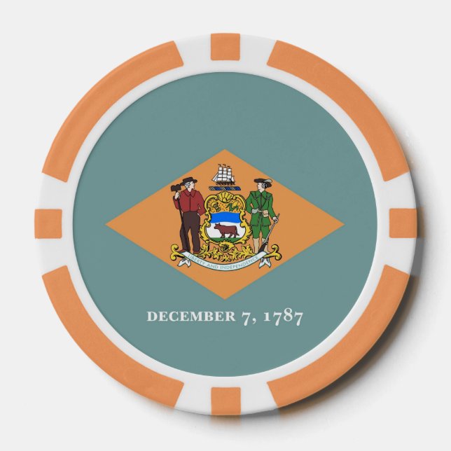 Patriotic poker chips with Flag of Delaware (Front)