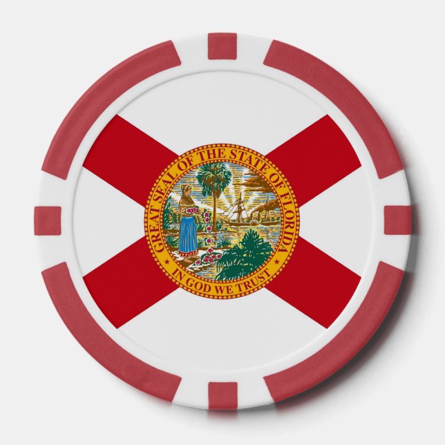 Patriotic poker chips with Flag of Florida (Front)