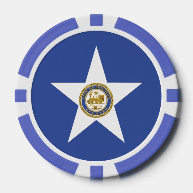 Patriotic poker chips with Flag of Houston (Front)