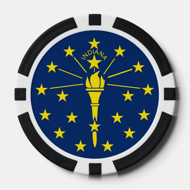 Patriotic poker chips with Flag Of Indiana (Front)