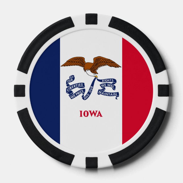 Patriotic poker chips with Flag Of Iowa (Front)