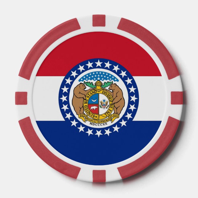 Patriotic poker chips with Flag Of Missouri (Front)