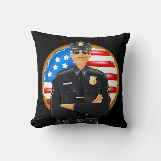 Patriotic Police Humour Throw Pillow (Front)