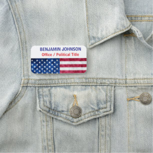 Patriotic Political Campaign USA Flag Name Tag