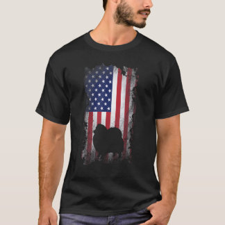 Patriotic Pomeranian American Flag Cool Dog   T-Shirt