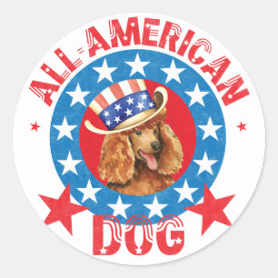 Patriotic Poodle Classic Round Sticker