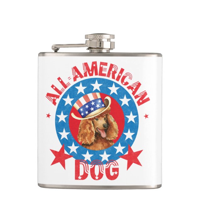 Patriotic Poodle Hip Flask (Front)