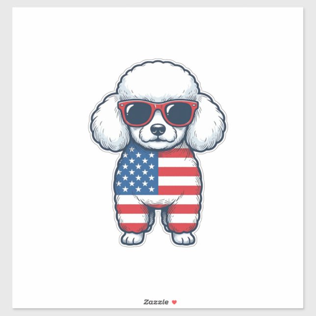 Patriotic Poodle in Sunglasses Vector Design_1 (Sheet)