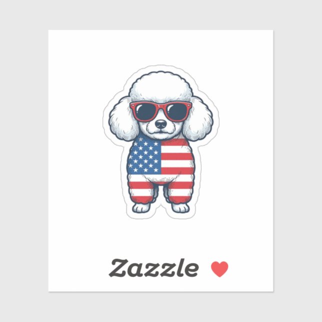 Patriotic Poodle in Sunglasses Vector Design_1 (Sheet)