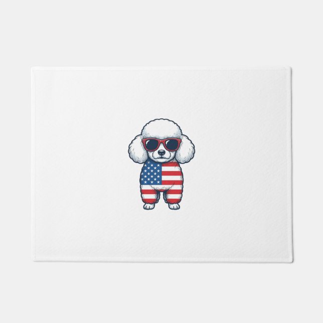Patriotic Poodle in Sunglasses Vector Design_1 Doormat (Front)