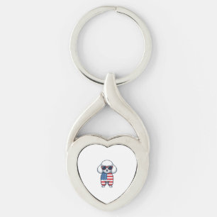 Patriotic Poodle in Sunglasses Vector Design_1 Keychain