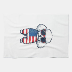 Patriotic Poodle in Sunglasses Vector Design_1 Kitchen Towel