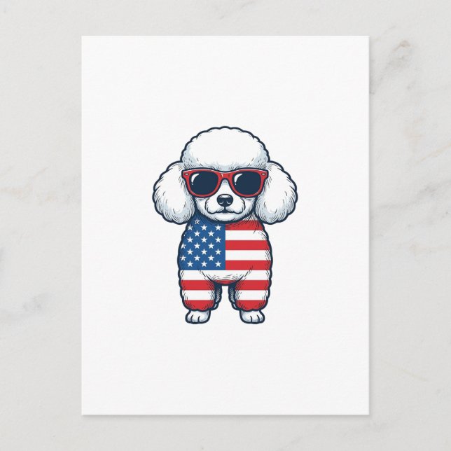 Patriotic Poodle in Sunglasses Vector Design_1 Postcard (Front)