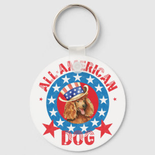 Patriotic Poodle Keychain