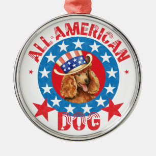 Patriotic Poodle Metal Ornament