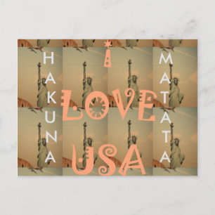 Patriotic Pop Art: "I Love USA" Graphic Art Design Postcard