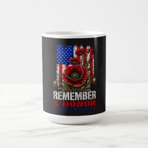 Patriotic Poppy American Flag - Remember & Honour Coffee Mug