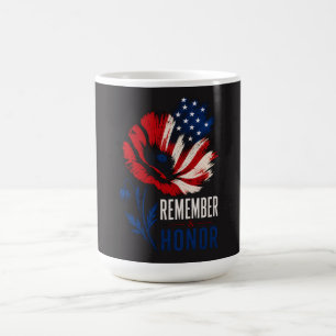 Patriotic Poppy Remember Honour American Flag Coffee Mug
