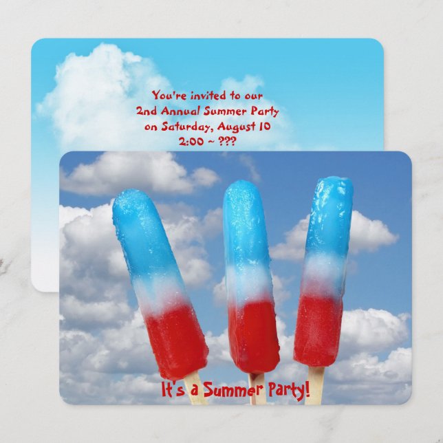 Patriotic popsicle party invitation (Front/Back)