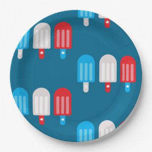 Patriotic Popsicle Pattern Paper Plate