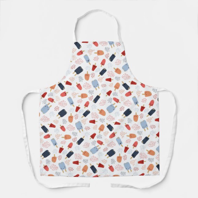 Patriotic Popsicles in Red, White and Blue Apron (Front)