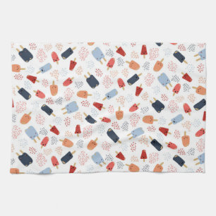 Patriotic Popsicles in Red, White and Blue Apron Kitchen Towel