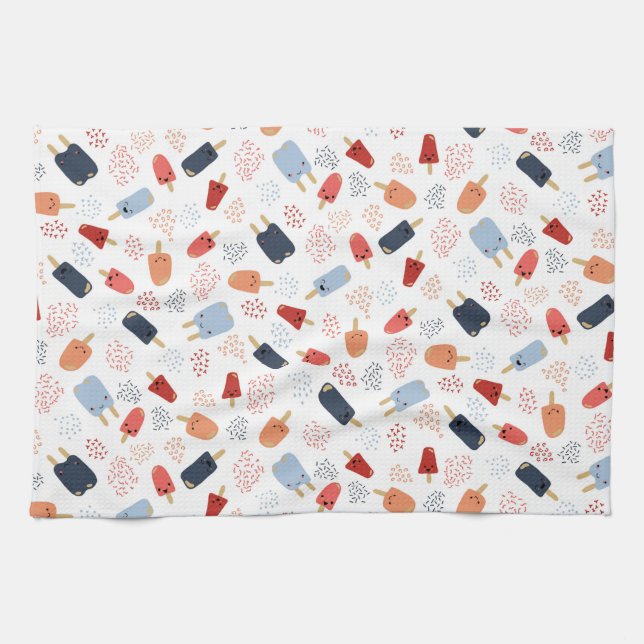 Patriotic Popsicles in Red, White and Blue Apron Kitchen Towel (Horizontal)