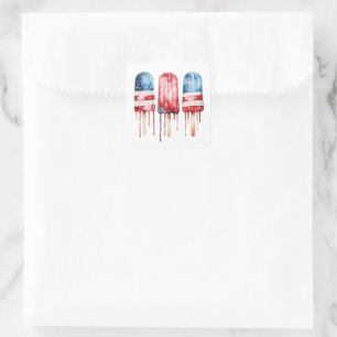 Patriotic popsicles square sticker