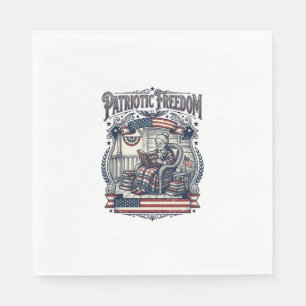 Patriotic Porch Bookworm Vector Graphic Tee Napkin