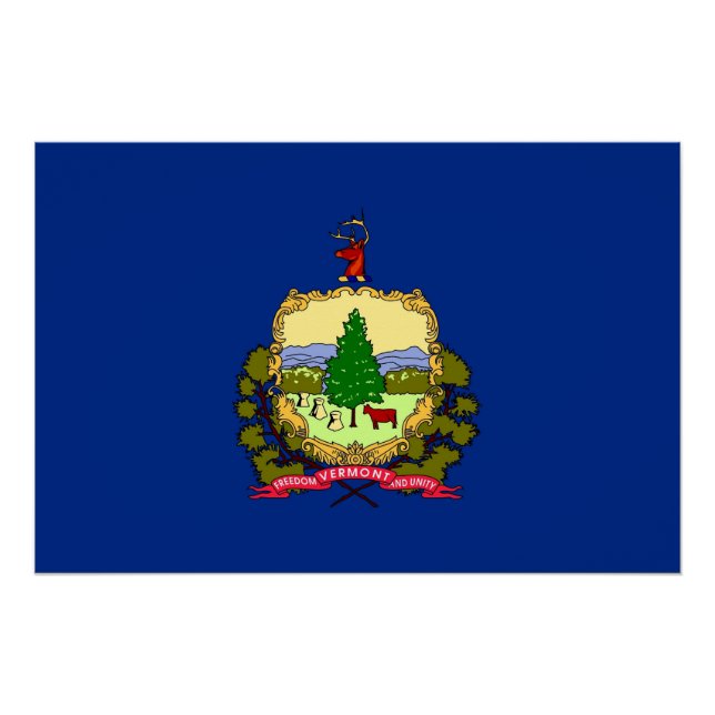 Patriotic poster with Flag of Vermont (Front)