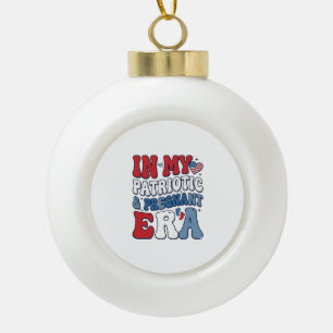 Patriotic Pregnant Era Vintage Pregnancy Shirt_1 Ceramic Ball Christmas Ornament