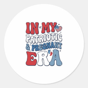 Patriotic Pregnant Era Vintage Pregnancy Shirt_1 Classic Round Sticker