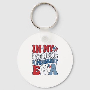 Patriotic Pregnant Era Vintage Pregnancy Shirt_1 Keychain