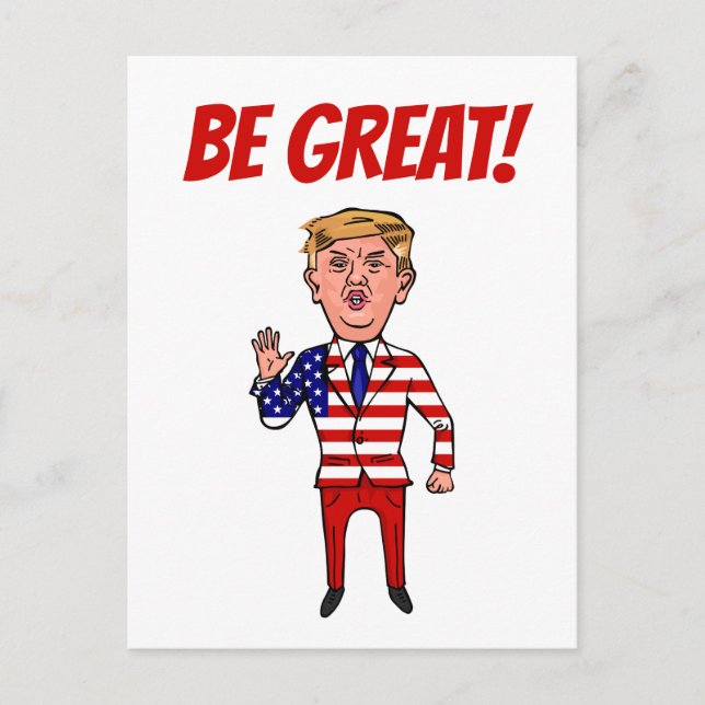 Patriotic President Donald Trump Funny Cartoon USA Postcard (Front)