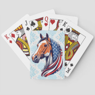 Patriotic Pride : Quarter Horse with American Flag Playing Cards