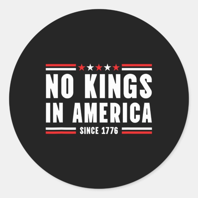 Patriotic Pro-democracy Protest June 14 No Kings I Classic Round Sticker (Front)