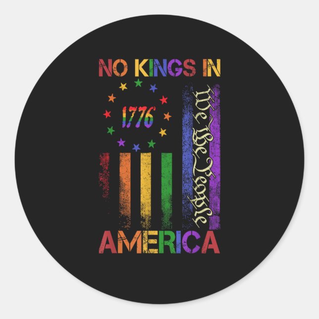 Patriotic Protest No Kings In America Classic Round Sticker (Front)